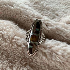 Sterling Silver and Multi Inlay Stone Ring